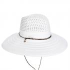 SEEBERGER | Fedora femme en paille de papier avec m�lange de galons et cordelette blanc