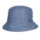 FASHION | Chapeau de p�cheur en lin � fines rayures bleu