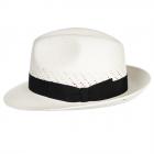 HUTTER | Chapeau original a�r� Panama Fedora avec ruban de chapeau noir blanc