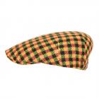 ALFONSO D'ESTE | Chapeau plat en laine vierge pour homme, design carreaux orange