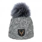 NORTON | Bonnet femme en laine m�rinos avec patch cerf gris