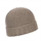 FASHION | Bonnet tricot� avec revers en cachemire m�lang� marron