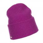 SEEBERGER | Bonnet tricot� en cachemire pour femmes avec structure c�tel�e et revers viola