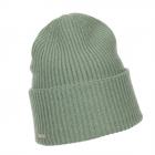 SEEBERGER | Bonnet tricot� en cachemire pour femmes avec structure c�tel�e et revers vert