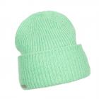 SEEBERGER | Bonnet tricot� pour femmes avec revers vert clair