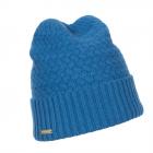 SEEBERGER | Bonnet femme en tricot avec revers torsad� bleu