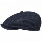 STETSON | Casquette plate � rayures unies en pure laine bleu