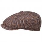 STETSON | Casquette plate Harris Tweed pour hommes en pure laine vierge bleu
