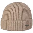 STETSON | Bonnet tricot� en laine m�rinos avec revers marron clair