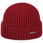 STETSON | Bonnet tricot� en laine m�rinos avec revers rouge
