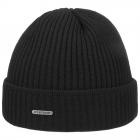 STETSON | Bonnet tricot� en laine m�rinos avec revers noir