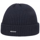 STETSON | Bonnet tricot� en laine m�rinos avec revers bleu