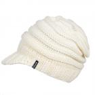 McBEANIE | Bonnet tricot� pour femmes avec visi�re fixe blanc laine