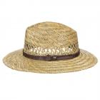 Chapeau de paille naturelle perfor�e avec ruban nature