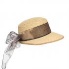 HUTTER | Chapeau de paille pour femme avec large visi�re et ruban marron nature