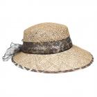 HUTTER | Chapeau de paille pour femme avec large visi�re et ruban imprim� animalier nature