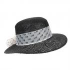 HUTTER | Chapeau de paille � large bord pour femmes en noir classique noir
