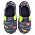 NANGA | Petits dinosaures enfants pantoufles mi-hautes en coton bleu fonc�