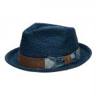 STETSON | Chapeau raphia crochet� Player pour hommes avec bande de garniture en cuir bleu