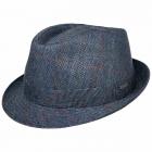 STETSON | Trilby 100 % soie � chevrons chin� bleu