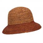 SEEBERGER | raffia cloche � crochet avec rayures marron