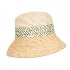 SEEBERGER | chapeau bouffant en paperbraid avec bordure en raphia vert