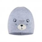 STERNTALER | Bonnet enfant ray� avec broderie sur le devant bleu clair