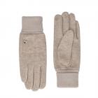 FASHION | Gant femme en tissu avec poignet tricot� beige