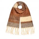 FASHION | Foulard unisexe hiver d�grad� ray� 49x180 cm marron clair