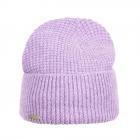 SEEBERGER | Bonnet tricot� pour femmes avec revers en fil doux viola