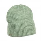 SEEBERGER | Bonnet tricot� pour femmes avec revers en fil doux vert