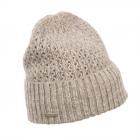 SEEBERGER | Bonnet femme en maille ajour�e � large revers marron clair
