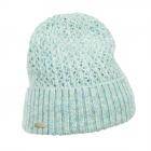 SEEBERGER | Bonnet femme en maille ajour�e � large revers vert clair