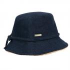 SEEBERGER | Chapeau de p�cheur en denim pour femme avec bord en fourrure synth�tique bleu
