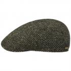 STETSON | Casquette plate � carreaux et chevron 100% laine olive