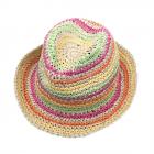MAXIMO | Chapeau de paille Trilby fille � rayures color�es fait main colored