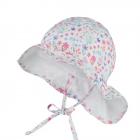 STERNTALER | Chapeau de soleil fleuri pour fille en coton avec protection de cou UV50 blanc