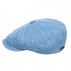 STETSON | Chapeau ballon 8 pi�ces en tissu de lin � carreaux bleu clair