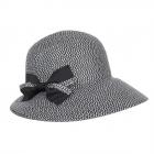 SEEBERGER | Cloche femme papier tress� avec noeud d�coratif noir