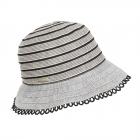 SEEBERGER | Cloche femme vintage en coton m�lang� avec bordure en dentelle gris